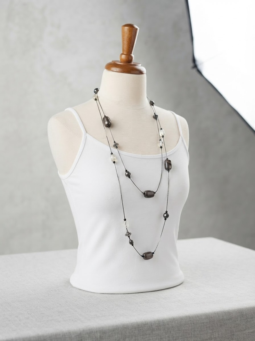 Long Layered Y2K Grunge Beaded Necklace - Versatile Single or Double Strand